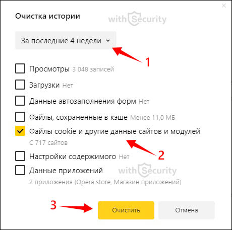 Удалить куки Яндекса